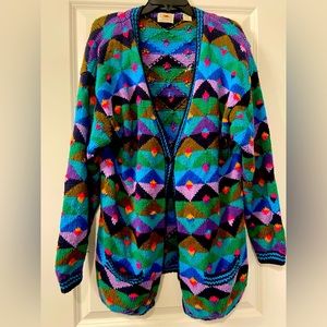 Hand knit marsh landing cardigan. Size L.